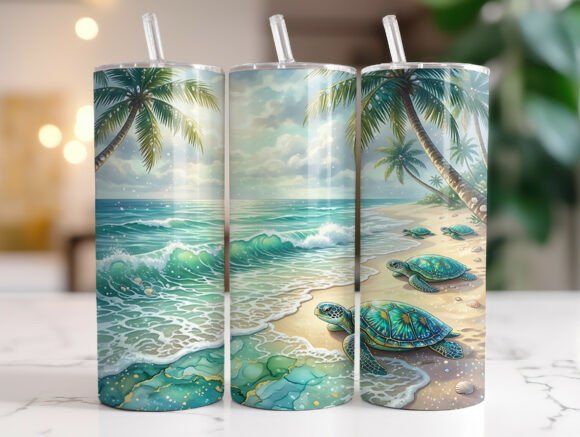 Download Tropical Beach Sea Turtle Tumbler Wraps - Sea turtle tumbler Collection