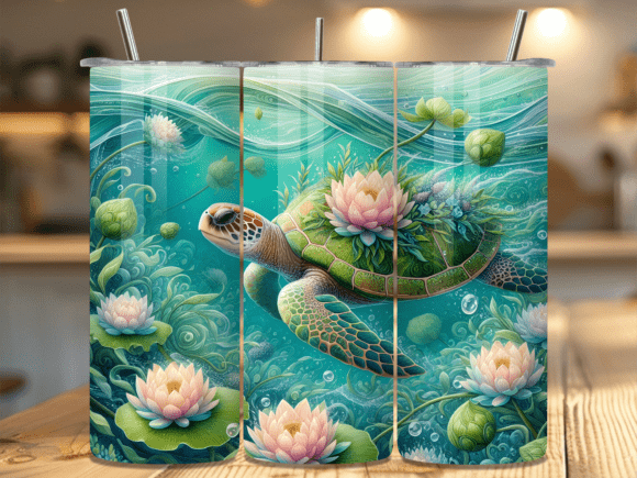Download Lotus Water Lily Teal Sea Turtle Tumbler - Sea turtle tumbler Collection