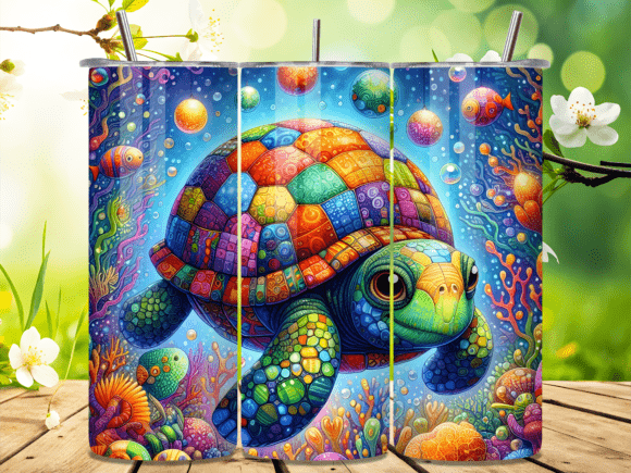 Download Watercolor Patchwork Sea Turtle Tumbler - Sea turtle tumbler Collection